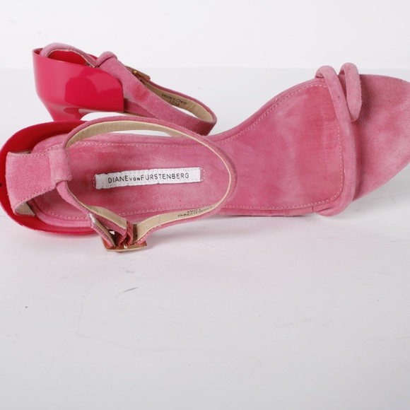 DVF pink patent sandals kitten heels size 10 M - Picture 3 of 6
